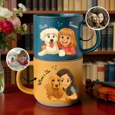 Custom Pet Portrait Mug Pet Memorial Gifts Unique Gift for Pet Lovers Anniversary Gift Valentine's Day Gifts