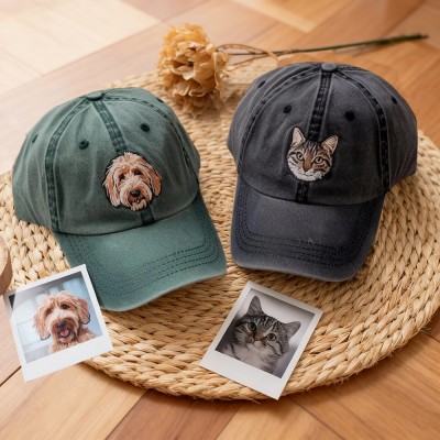 Custom Embroidered Pet Portrait Hat Personalized Dog & Cat Baseball Cap Gift for Dog Owners Pet Lover Gift Christmas Gift
