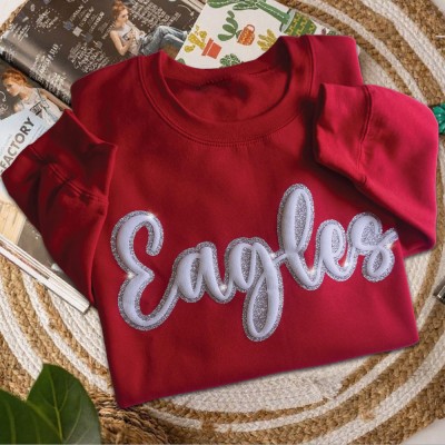Custom Puff Letter Glitter Team Sport Sweatshirt Unique Gift for Game Day