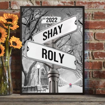 Personalized Couple Vintage Street Sign with Name and Date Unique Valentine's Day Gift for Couples Anniversary Gifts