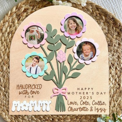 Custom Mommy Flower Bouquet Photo Sign For Mother's Day Gift