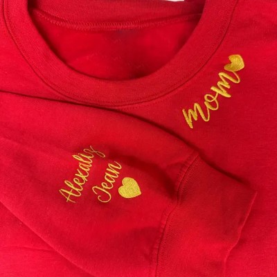 Personalized Mom Embroidered Sweatshirt with Kids Names on Sleeve New Mom Gift Unique Gifts for Mom Grandma Mother's Day Gift