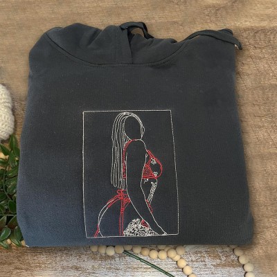 Custom Embroidered Portrait Hoodie from Photo Unique Gift for Couples Valentine's Day Gifts for Boyfriend Anniversary Gift