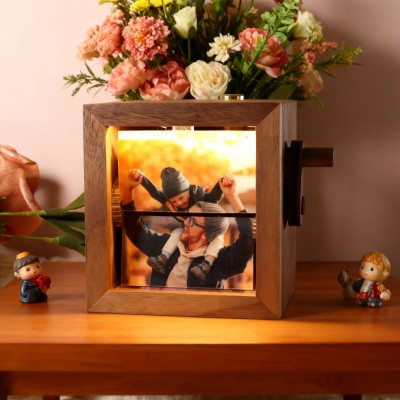 Custom Photo Flipbook Wooden Box with Light Keepsake Gifts for Dad Christmas Gift Ideas