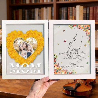 Personalized Mom Flower Shadow Box with Photo and Kids Names Gifts for Mom Grandma Mother's Day Gifts