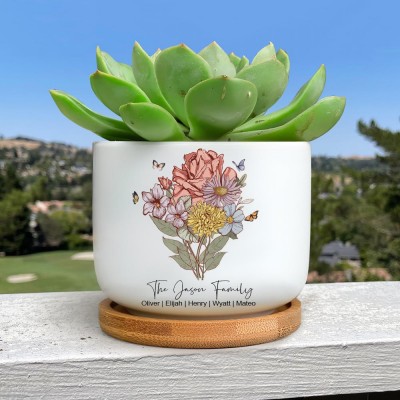 Personalized Family Bouquet Outdoor Pot Meaningful Family Gift Ideas For Mom Grandma Mother's Day Gift