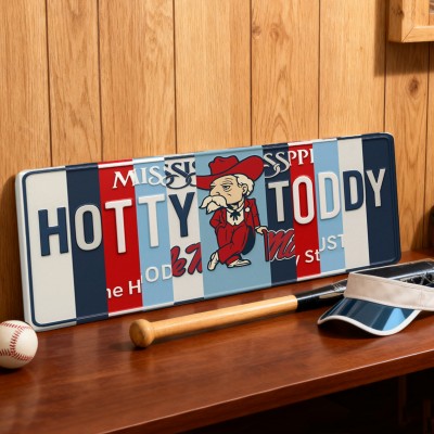 Hotty Toddy License Plate Sign Ole Miss Rebels Wall Art Dorm & Game Day Decor Christmas Gift