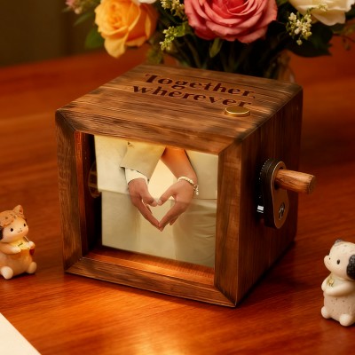 Personalized Wooden Photo Flipbook Animation Box with Light for Couples Wedding Anniversary Gift Christmas Gifts