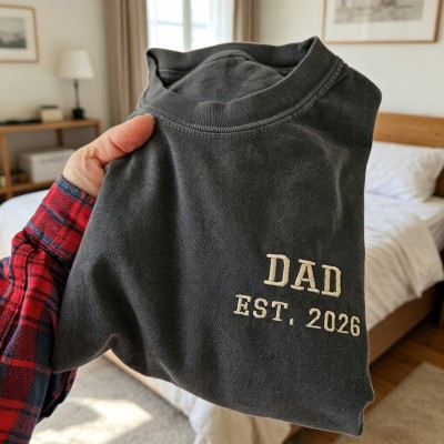 Embroidered ''Dad Est. 2026'' Shirt – Comfort Colors Tee, Gift for New Dad, Father's Day Gift
