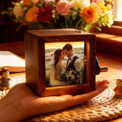 Personalized Wooden Photo Flipbook Animation Box with Light for Couples Wedding Anniversary Gift Christmas Gifts