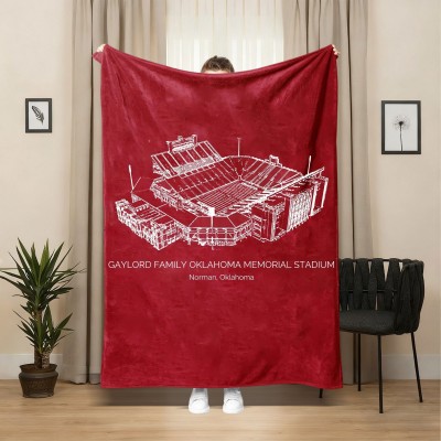 Gaylord Family Oklahoma Memorial Stadium Football Blanket for Game Day Gift for Sport Lovers Christmas Gift