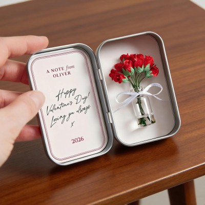 A Dozen Forever Red Roses Keepsake in Mini Tin Valentine's Day Gift for Her Unique Gift for Girlfriend Wife