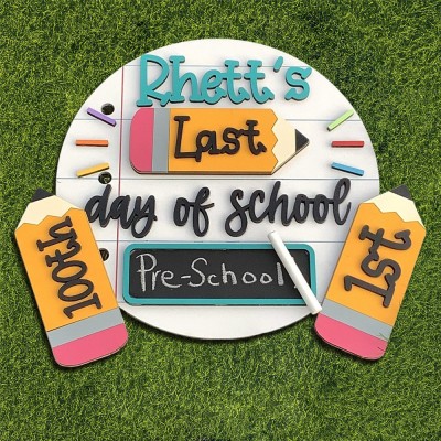 Custom Handwriting Blank Chalkboard Last Day of School Sign With Kid's Name Back To School Sign Keepsake Gift
