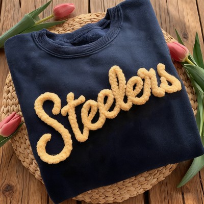 Custom Chenille Embroidered Team Sport Sweatshirt with Game Day Fuzzy Letter Unique Gift for Game Day