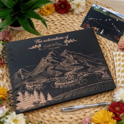 Personalized Wooden Our Adventure Book Travel Scrapbook Album Gift for Couples Anniversary Gift Valentine's Day Gifts