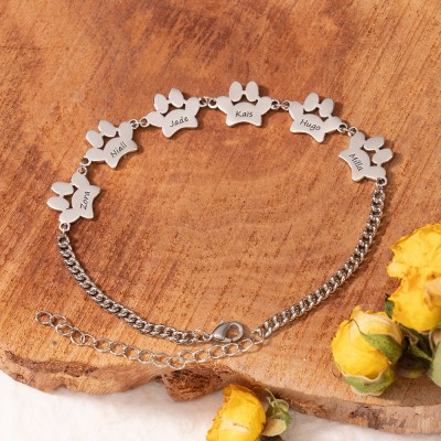 Personalized Elegant Dog Paw Print Name Bracelet Gift for Dog Owners Pet Lover Gifts Birthday Gift Ideas