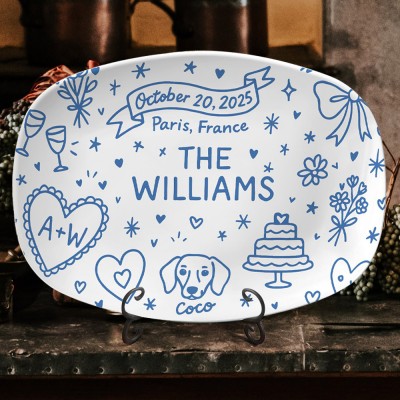 Custom Couple Keepsake Platter with Date and Name Gift for Couples Unique Gift for Bride Groom Wedding Anniversary Gifts