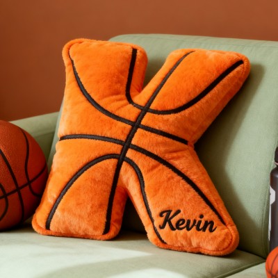 Personalized Basketball Themed Letter Shaped Pillow with Custom Name Basketball Fans Gifts Christmas Gift for Basketball Lover