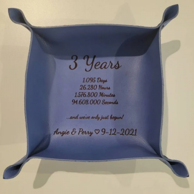 Custom Couples Engraved Leather Valet Tray Unique Gifts for Husband Boyfriend Anniversary Gift Christmas Gift