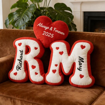 Couple Letter Shaped Pillow Sets with Name Personalized Gifts for Couple Anniversary Gift Valentine's Day Gift Ideas