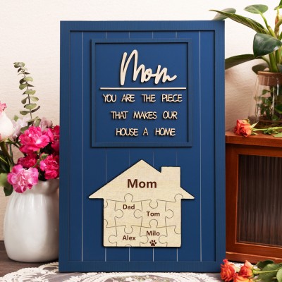 Mom You Are The Piece That Makes Our House A Home Personalized Mom Puzzle Sign Gift for Mom Grandma Mother's Day Gifts
