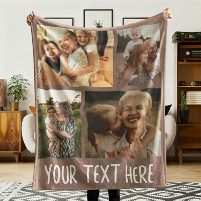 Custom Photo Collage Blanket for Grandma Family Keepsake Gifts Christmas Gift