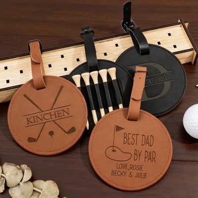 Personalized Engraved Leather Golf Bag Tag for Men Golf Tee Holder Gift for Golf Lovers Anniversary Gift Valentine's Day Gifts