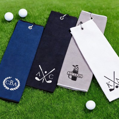 Personalized Embroidered Monogrammed Golf Towel Groomsmen Gifts Golf Accessories For Men Gift for Dad Husband