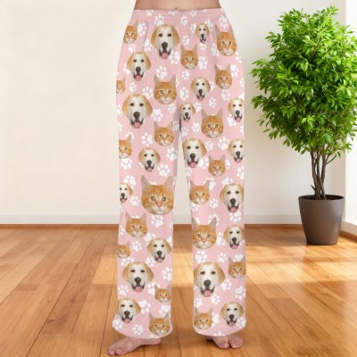 Custom Pet Portrait Pajama Pants Personalized Dog Face Pajamas Pants Unique Gift for Pet Lover Christmas Gifts