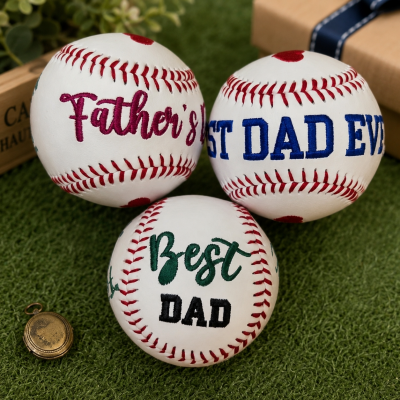 Personalized Embroidered Baseball & Softball for Dad – Keepsake Ball, Father's Day Gift from Kids