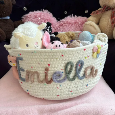 Personalized Handmade Baby Basket with Name Toys Storage Basket Baby Shower Gift Newborn Gift 