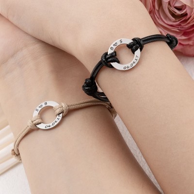 Personalized Adjustable Coordinates Couple  Bracelet For Her,Him
