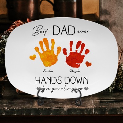 Personalized Best Dad Ever Handprint Plate Father's Day Gift