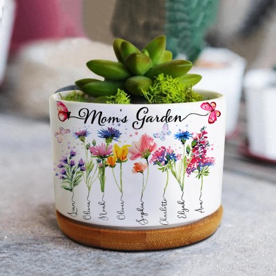 Personalized Mom's Garden Birth Flower Scculent Pot 