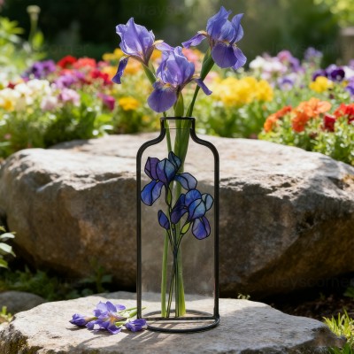 Personalized Birth Month Flower Stained Glass Vase Unique Gifts for Her Christmas Gift for Mom Grandma