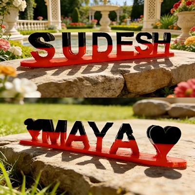 Personalized Couple Dual Name Illusion Love 3D Printed Sign Gift Ideas for Couples Anniversary Gift Valentine's Day Gifts 