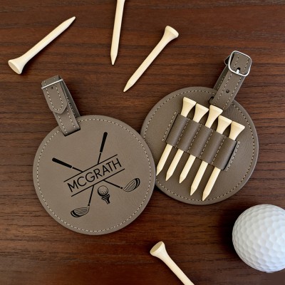 Personalized Engraved Leather Golf Bag Tag for Men Golf Tee Holder Gift for Golf Lovers Anniversary Gift Valentine's Day Gifts