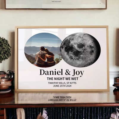 Personalized Moon Phase Photo Frame Anniversary Gift Ideas Unique Keepsake Gift for Couple