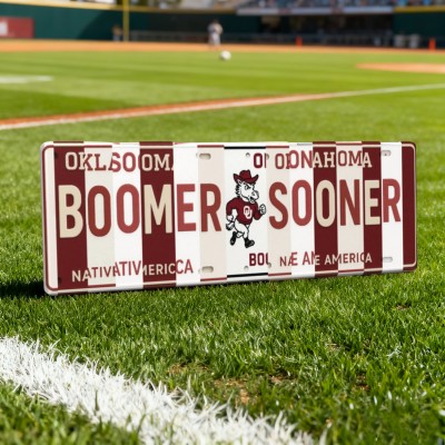 Boomer Sooner License Plate Sign Oklahoma Sooners Wall Art Dorm & Game Day Decor Christmas Gift