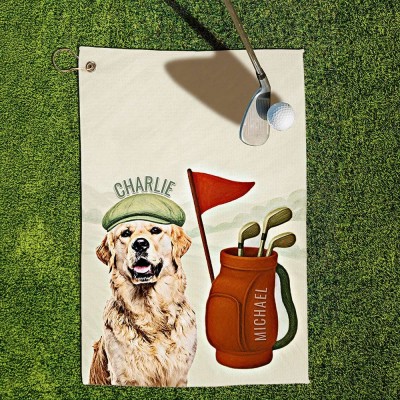Custom Pet Dog Golf Towel with Pet Photo and Name Gifts for Dog Lover Pet Lover Gifts Golf Lover Gift Ideas