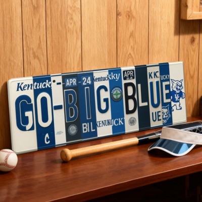 Go Big Blue License Plate Sign Kentucky Wildcats Wall Art Dorm & Game Day Decor Christmas Gift
