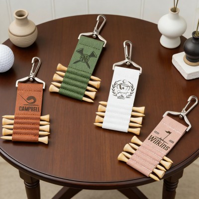 Personalized Engraved Leather Golf Bag Tag for Men Golf Tee Holder Gift for Golf Lovers Anniversary Gift Valentine's Day Gifts