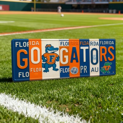 GO GATORS License Plate Sign Florida Gators Wall Art Dorm & Game Day Decor Christmas Gift