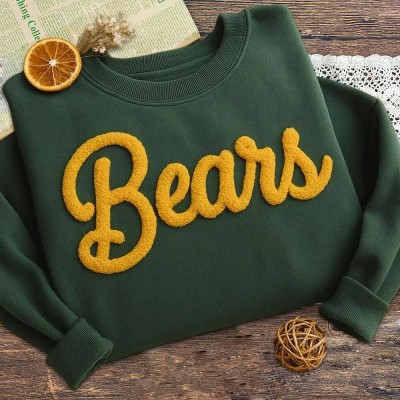 Custom Chenille Embroidered Team Sport Sweatshirt with Game Day Fuzzy Letter Unique Gift for Game Day