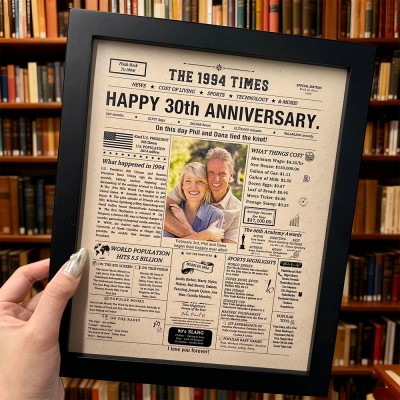 Custom Anniversary Photo Newspaper Poster Frame 30th Wedding Anniversary Gifts Valentine's Day Gift for Couples