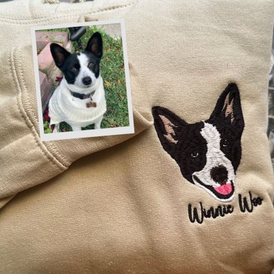 Custom Dog Face Sweatshirt Embroidered Pet Sweatshirt Gifts for Dog Owners Pet Lover Gift