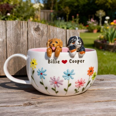 Custom Floral Pet Figure Mug Dog Owners Gift Memorial Gifts for Pet Lover Christmas Gift