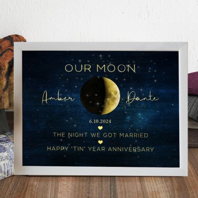 The Night We Got Married Custom Our Moon Phase Print Frame Christmas Gift Ideas Anniversary Gift Ideas