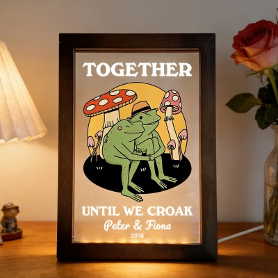 Personalized Frog Illustration Night Light Frame with Name Gift for Couples Anniversary Gift Valentine's Day Gifts