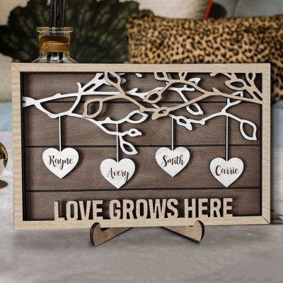 Personalized Wood Family Tree Sign with Names Gifts for Grandma Mom Mother's Day Gift Ideas
